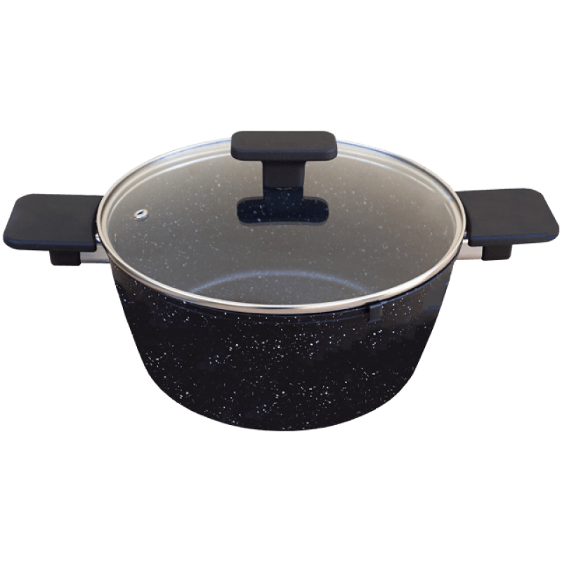 Oala granit 24 cm cu capac din sticla, Synmore